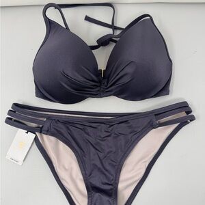 Shade & Shore Women's Dark Gray Bikini Set